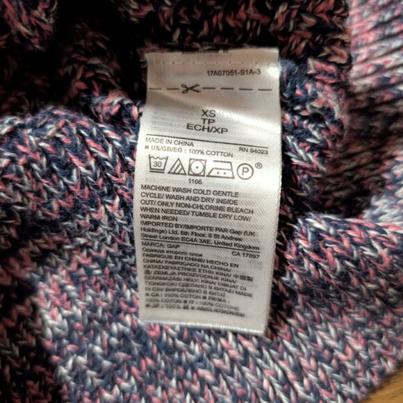 Gap classic cable knit crew neck sweater navy pink size XS - Picture 11 of 16
